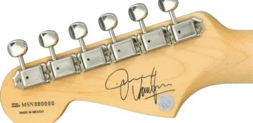 Sticker on guitar headstock